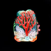 Image 2 of XXXL. Dusty Rose Anemone with Clownfish - Flamework Glass Sculpture