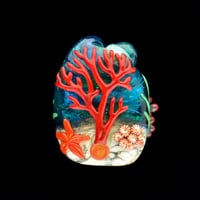 Image 2 of XXXL. Kiwi Green Anemone with Clownfish Coral Reef Glass Sculpture - Flameworked Glass