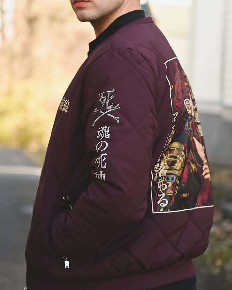 Image of Rin Shinobaseru - Maroon Quilted Unisex Bomber Jacket