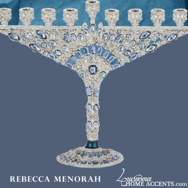 Image of Sapphire and Clear Crystal Menorah Rebecca