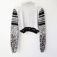 Image 5 of black and white gray turtleneck zipper courtneycourtney adult L large long sleeve sweater shrug