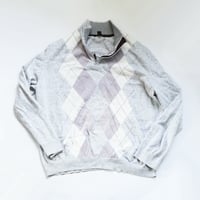 Image 4 of black and white gray turtleneck zipper courtneycourtney adult L large long sleeve sweater shrug