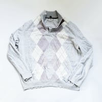 Image 5 of black and white gray turtleneck zipper courtneycourtney adult L large long sleeve sweater shrug
