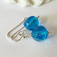 Image 2 of Aqua Faceted Earrings