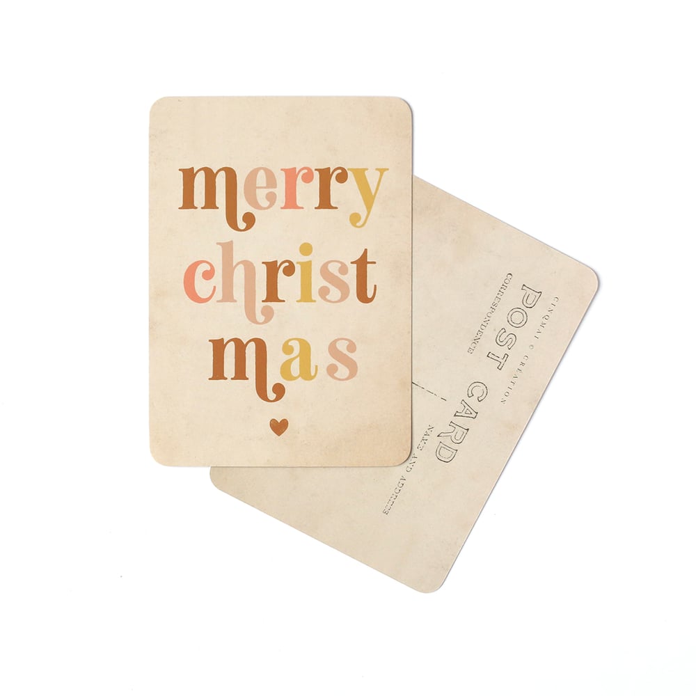 Image of  Carte Postale MERRY CHRISTMAS / ARC EN CIEL / ROSE