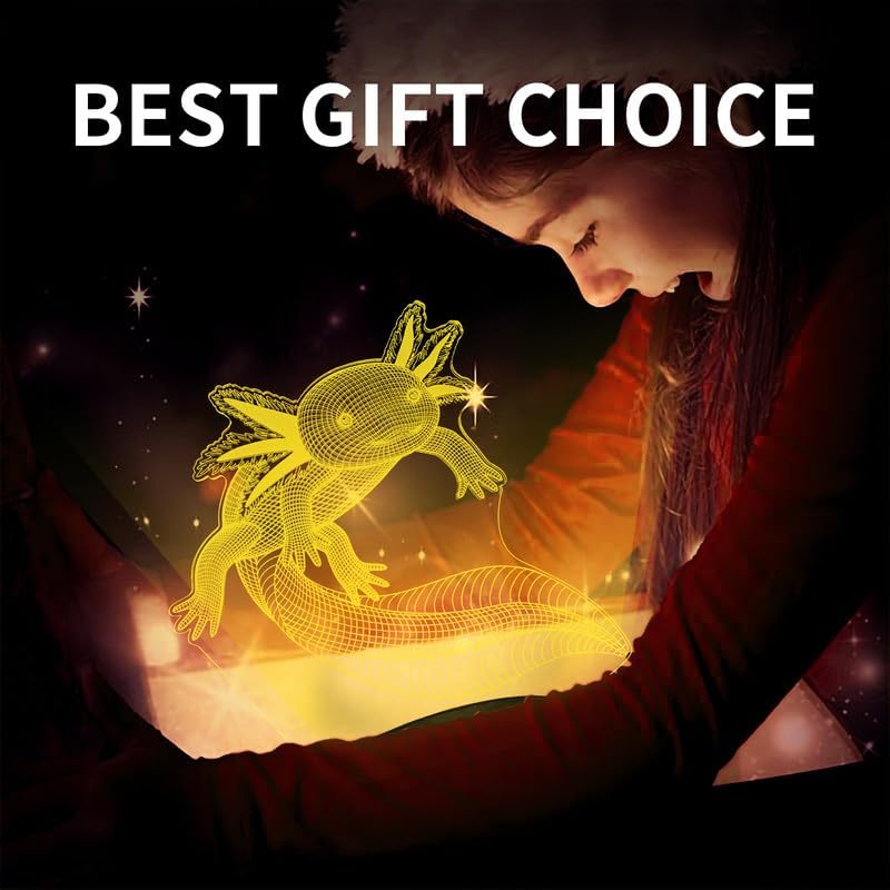 Lampada 3D Axolotl Con 7 Colori – Luce Notturna LED Per Camera Da Letto, Regalo Bambini