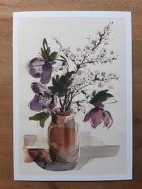 Hellebores, snowdrops and blossom print