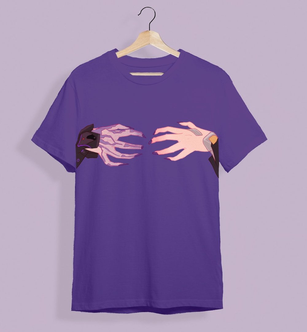 Image of Moira hands purple T-shirt