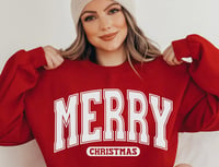 Image 1 of Merry Christmas Sweatshirt Red/Green