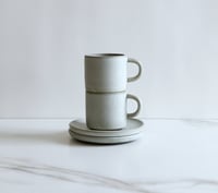 Image 1 of Set of 2 cups and saucers, glazed in Fog