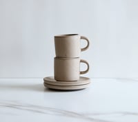 Image 1 of Set of 2 cups and saucers, glazed in Dune