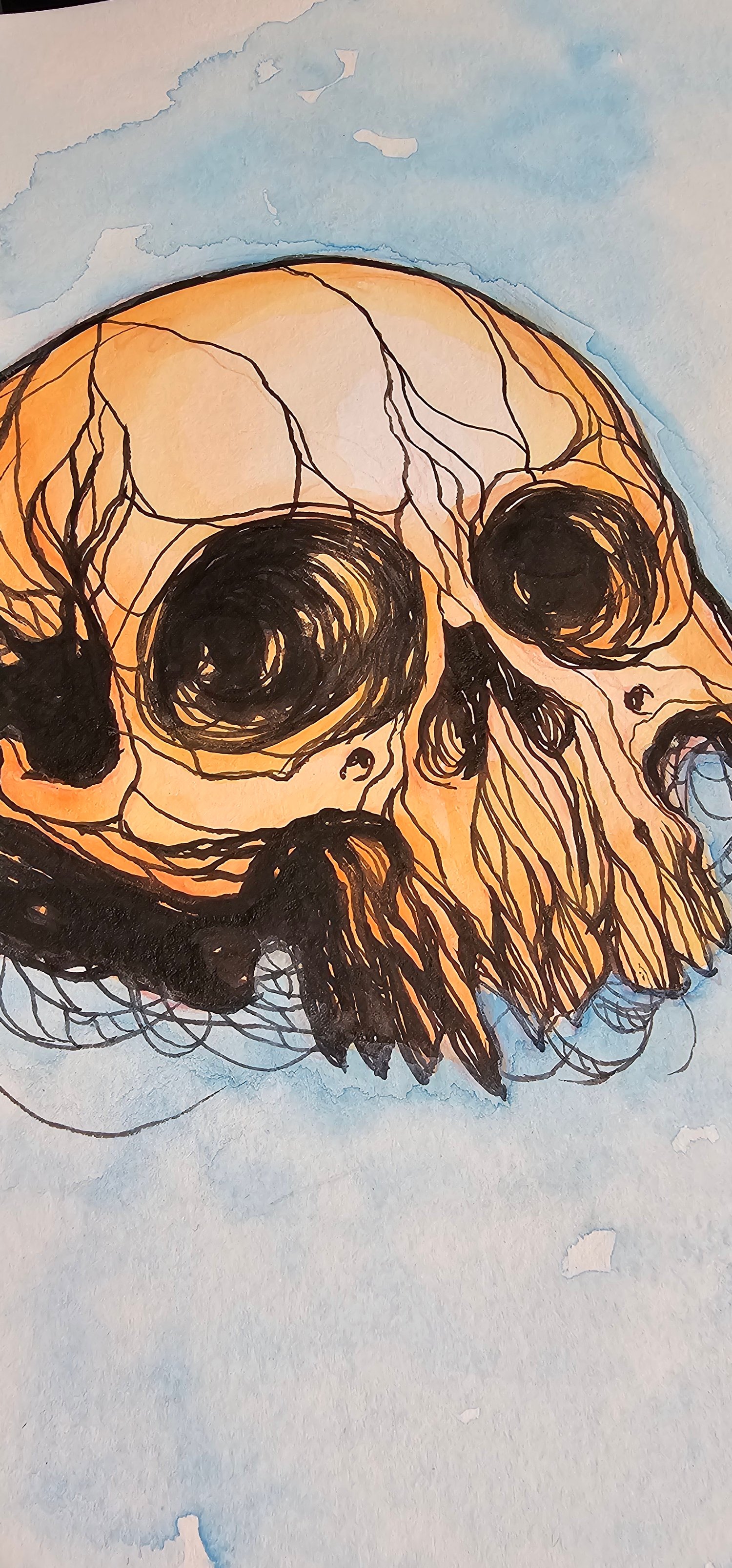 Image of Original watercolor skull #1
