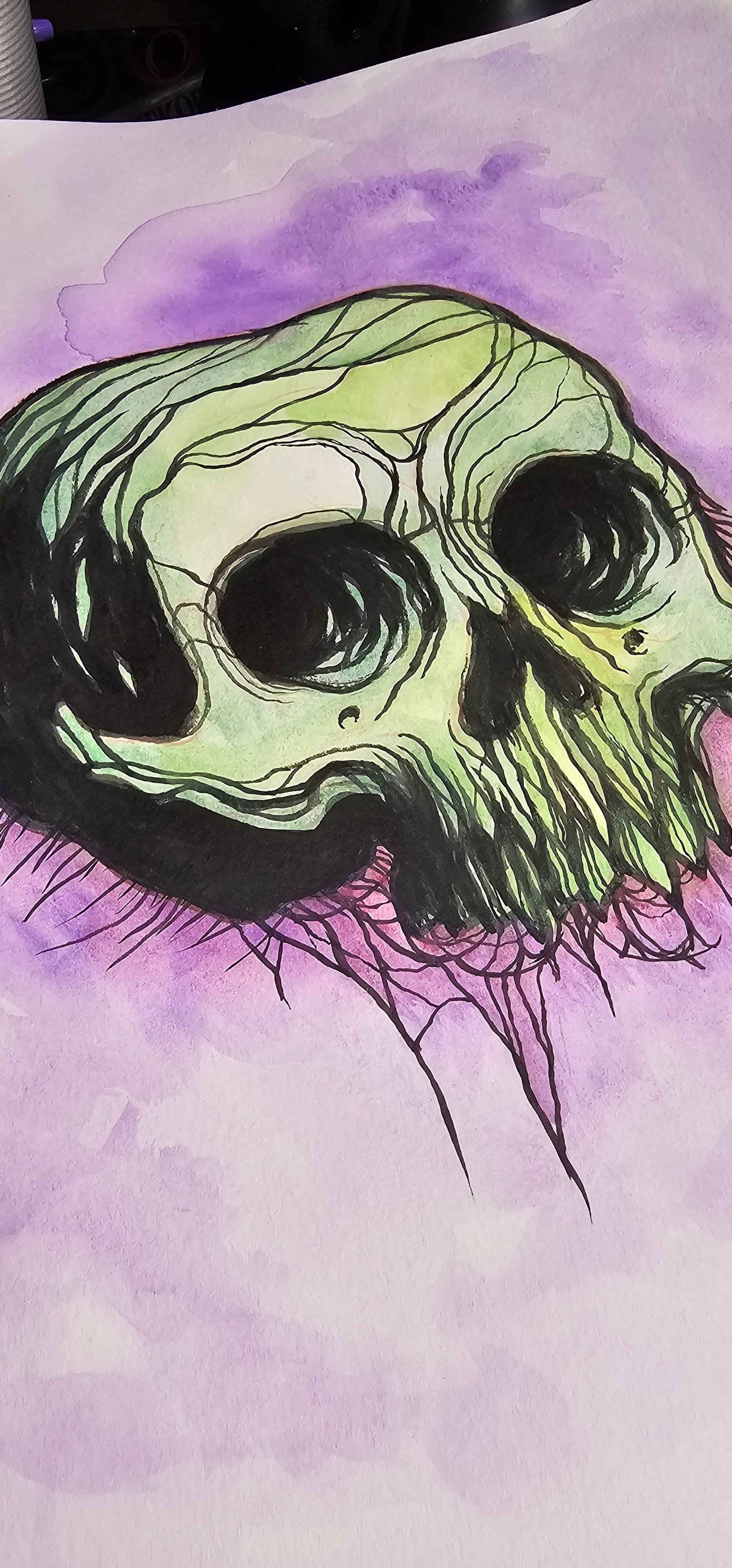 Image of Original watercolor skull #2