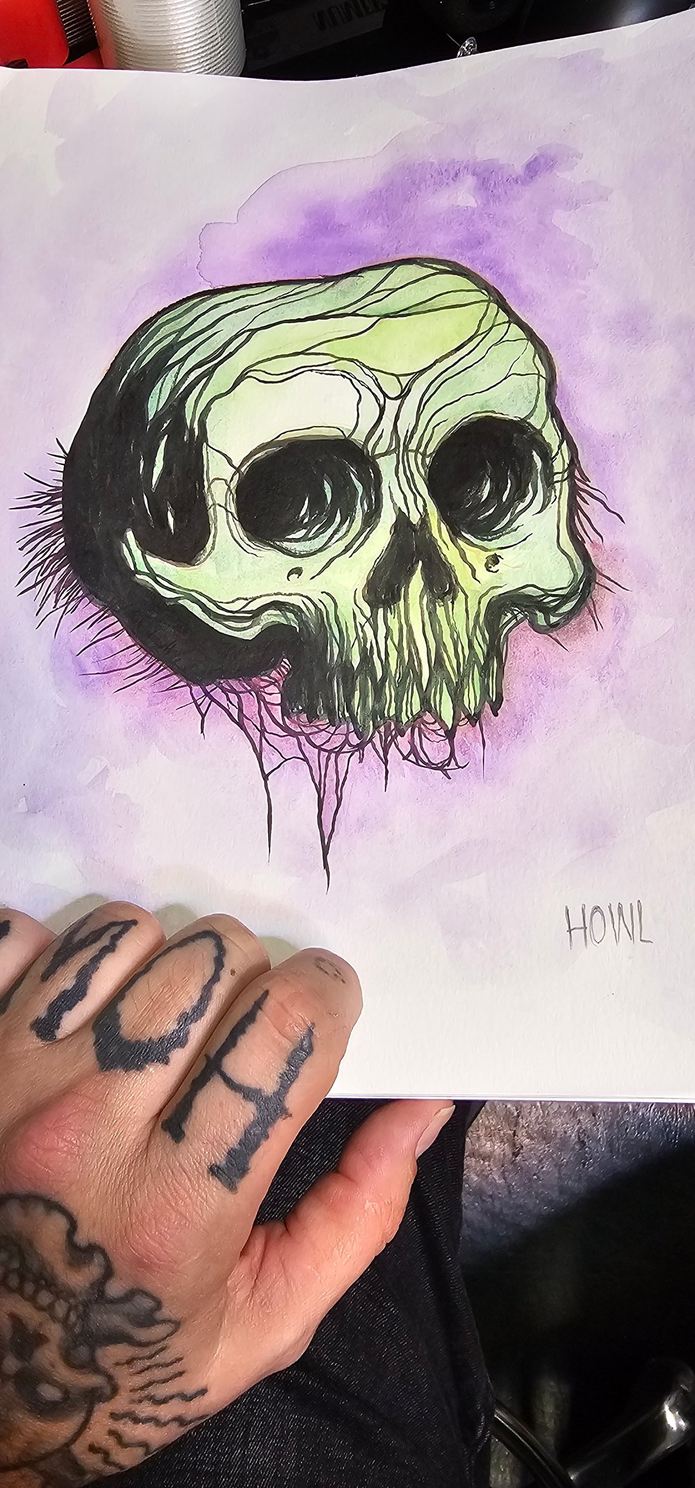 Image of Original watercolor skull #2
