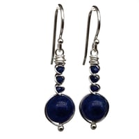 Image 1 of Lapis Lazuli Earrings Round Sterling Silver