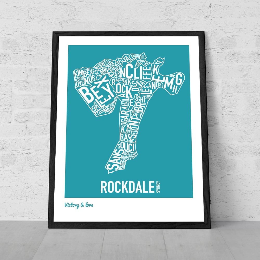 Image of Rockdale City Typographic Map - AQUA