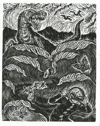Image 1 of A sound of thunder - woodcut print 
