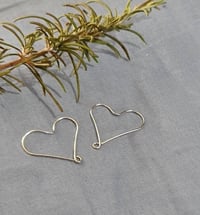 Image 2 of Silver Hand Made Heart Earrings Large- (MJ002)