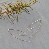 Image 3 of Silver Hand Made Swoop Open Hoop Earrings Long- (MJ006)