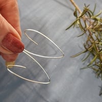 Image 1 of Silver Hand Made Swoop Open Hoop Earrings Long- (MJ006)