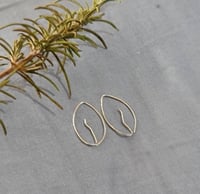 Image 2 of Silver Hand Made Leaf Open Hoop Earrings Long- (MJ007)