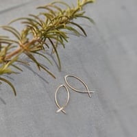 Image 3 of Silver Hand Made Fish Open Hoop Earrings - (MJ010)