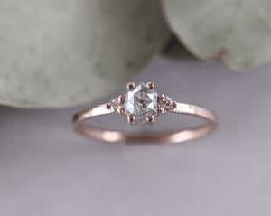 Image of 18ct Rose gold,  Hexagonal ice diamond Trilogy ring (LON218)