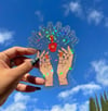 Sunburst Hands Sun Catcher Sticker