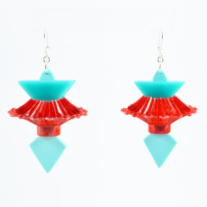 Image of XL Vintage Fairy Light Earrings Abstract Neon