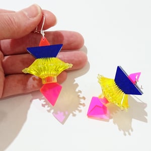 Image of XL Vintage Fairy Light Earrings Abstract Neon