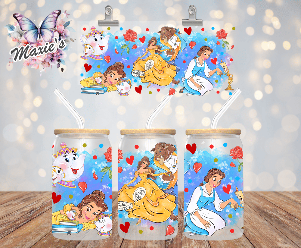 Image of Dancing with Princess Belle Graphic 16oz. UVDTF Cup Wrap 