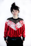 Velour blouse// red japan