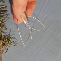 Image 1 of Silver Hand Made Swoop Open Hoop Earrings Long- (MJ005)