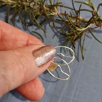 Image 1 of Silver Hand Made Leaf Open Hoop Earrings Long- (MJ007)