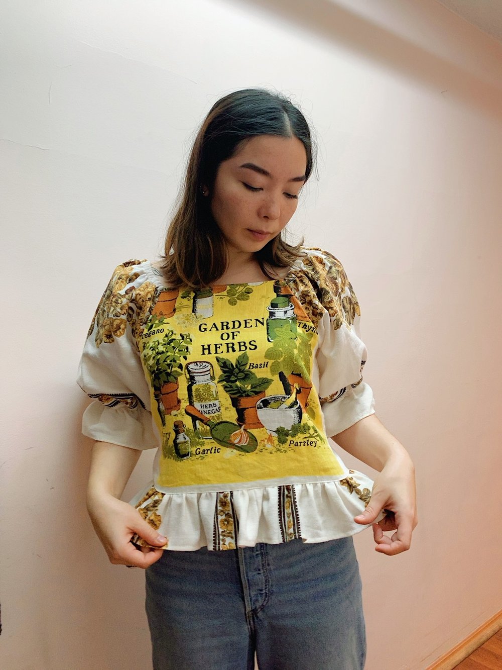 Image of Tea Towel Top — Garden of Herbs