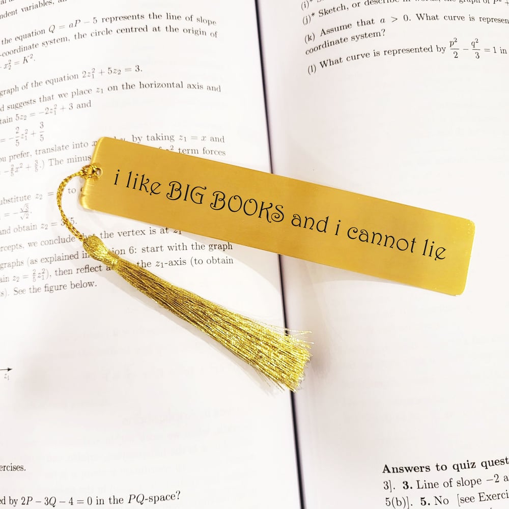 Image of i like Big Books and I cannot lie, METAL Bookmark in Gold Tone