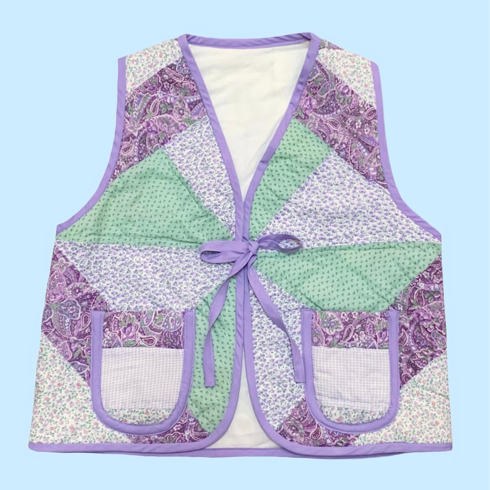 Image of Quilt Vest — Lilac Mint Diamond
