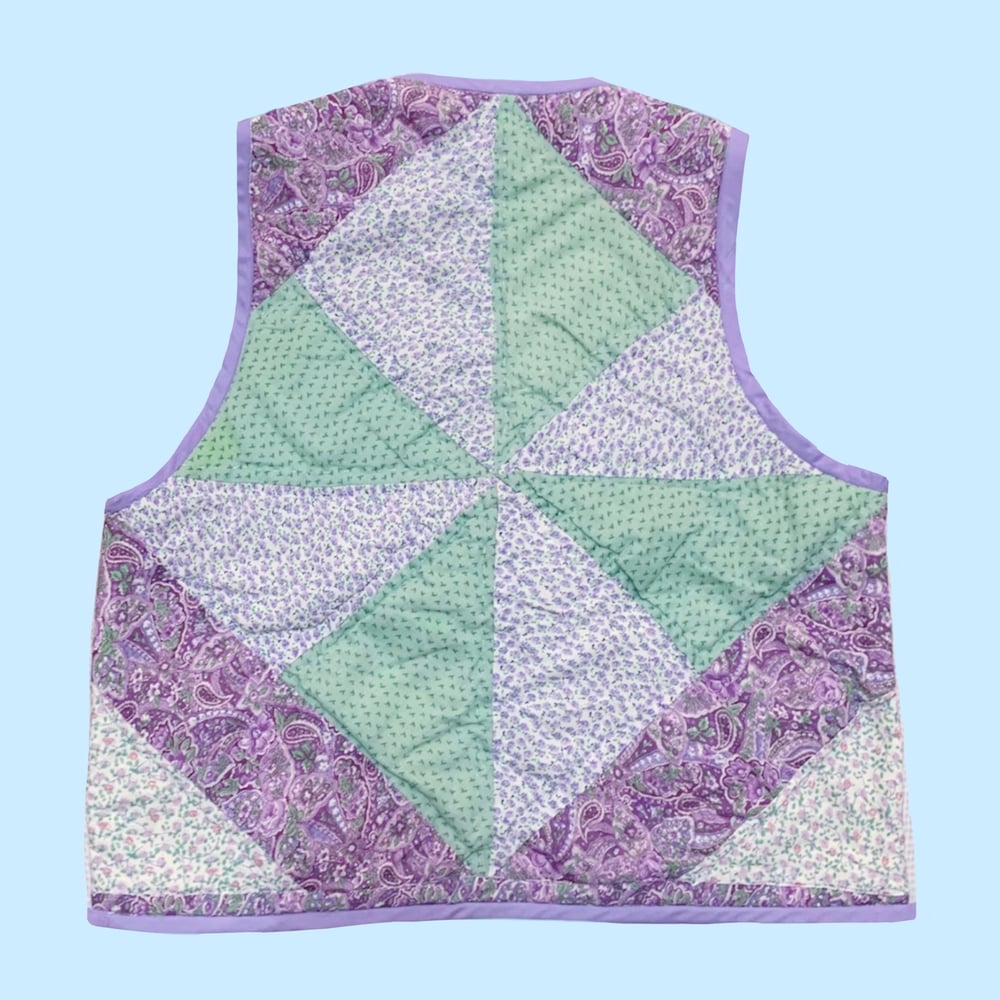 Image of Quilt Vest — Lilac Mint Diamond