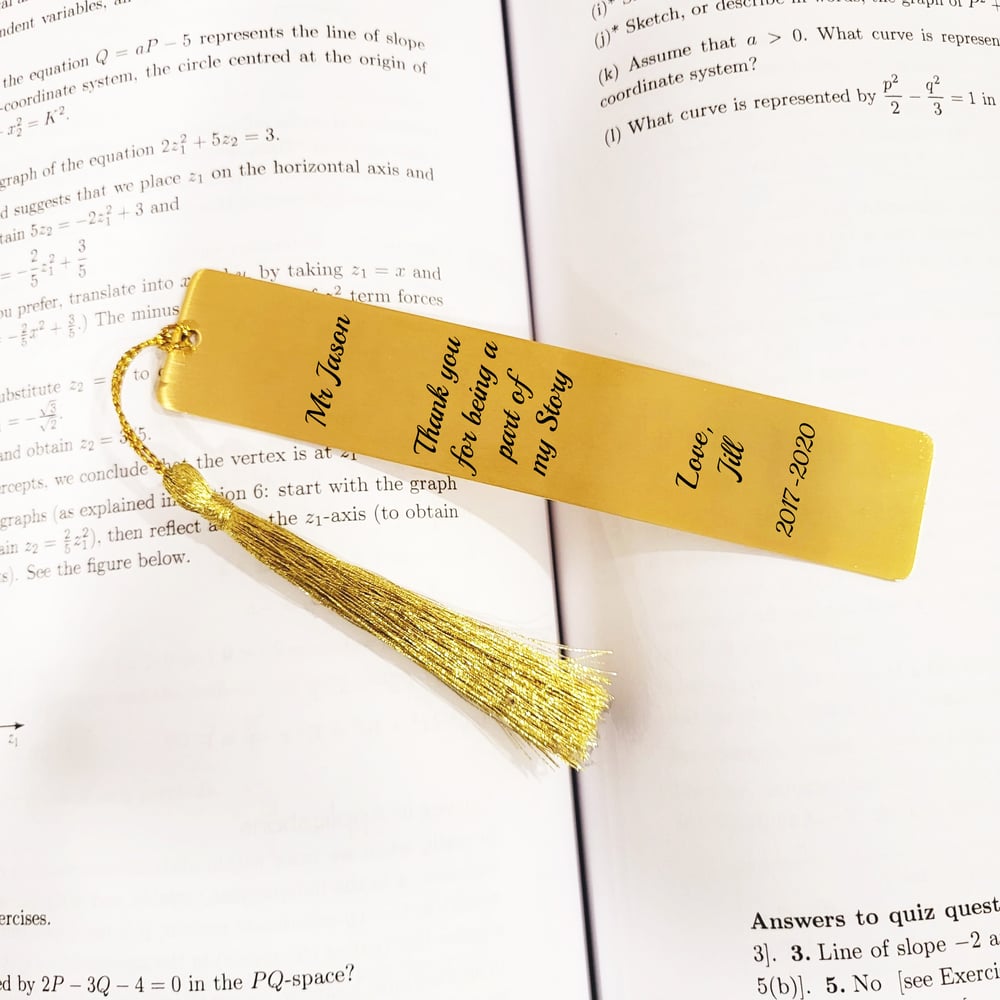 Image of Teacher Appreciation Bookmark, Part of my Story in Gold Color