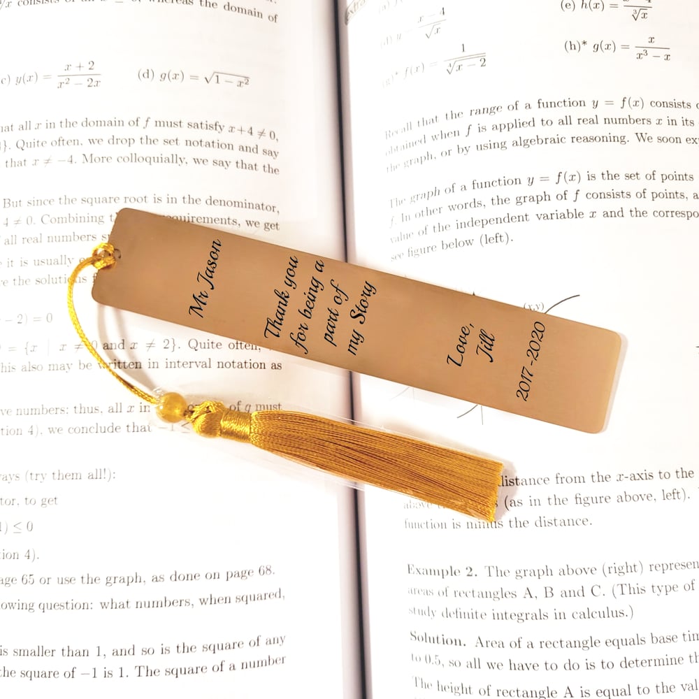 Image of Teacher Appreciation Bookmark, Part of my Story in Rose Gold Color