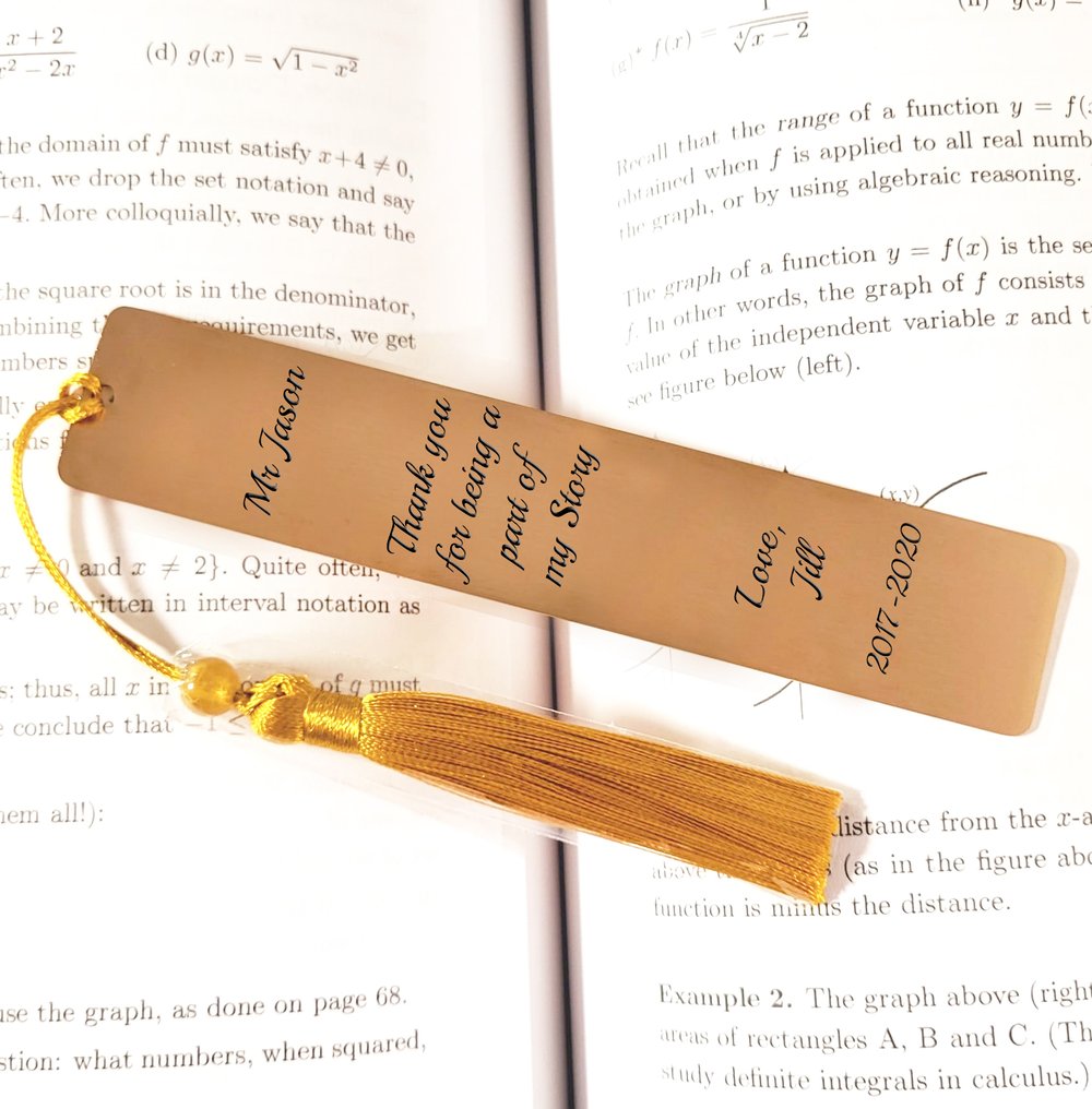 Image of Teacher Appreciation Bookmark, Part of my Story in Rose Gold Color