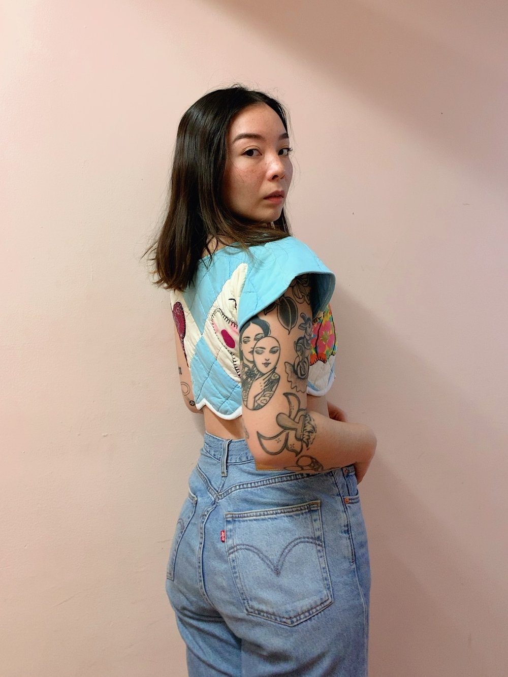 Image of Quilted Crop Top — Butterflies