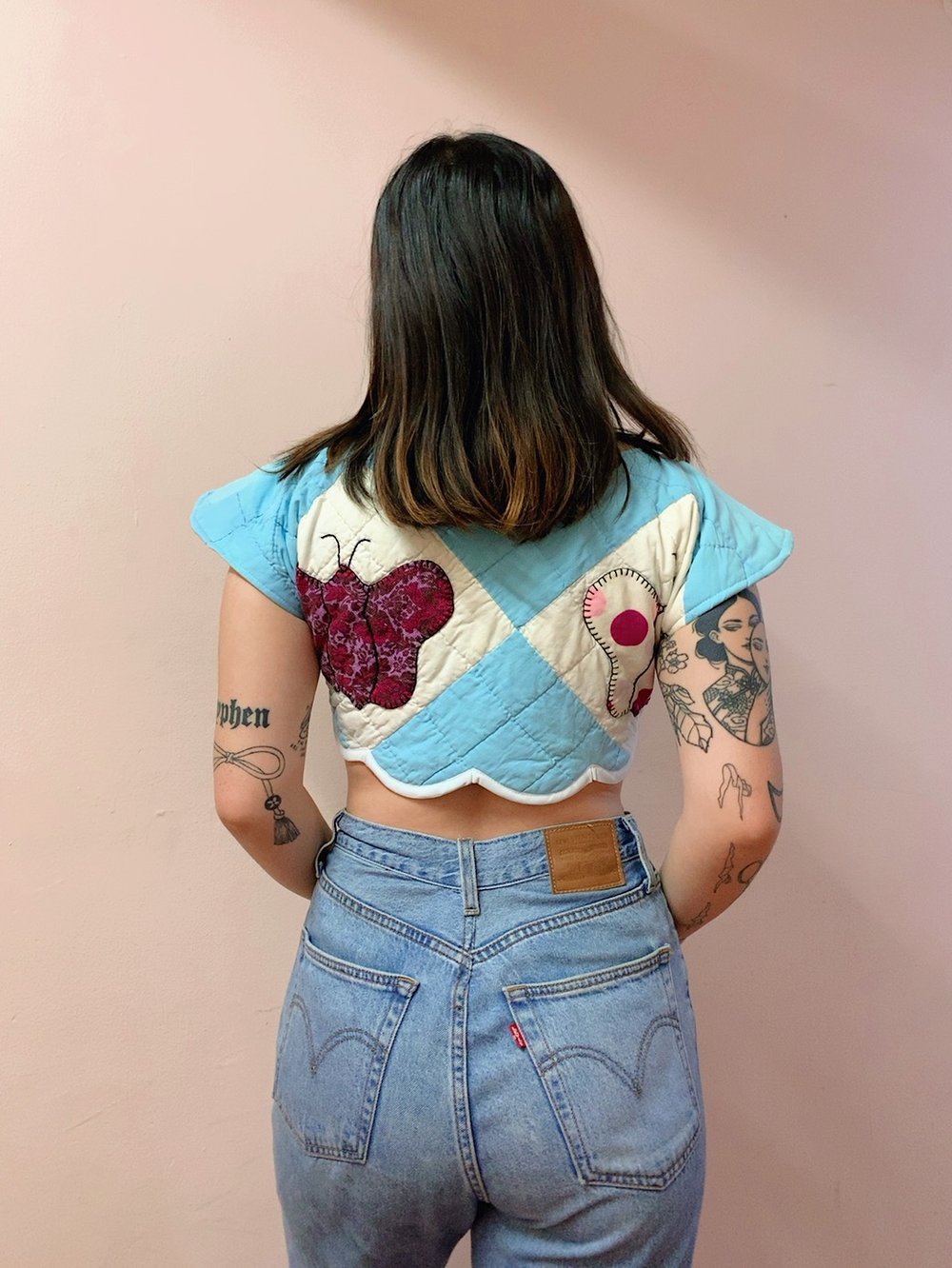 Image of Quilted Crop Top — Butterflies