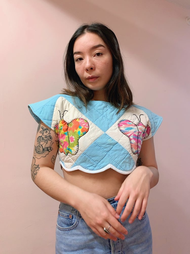 Image of Quilted Crop Top — Butterflies