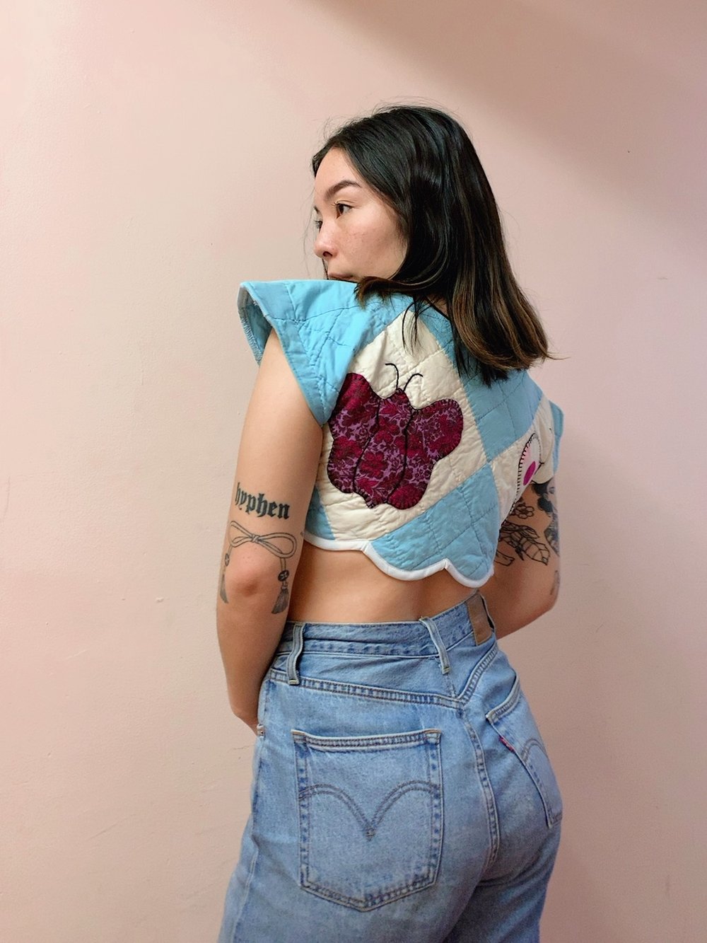 Image of Quilted Crop Top — Butterflies