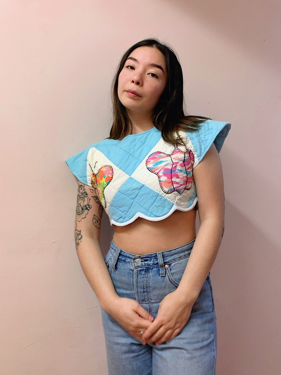 Image of Quilted Crop Top — Butterflies