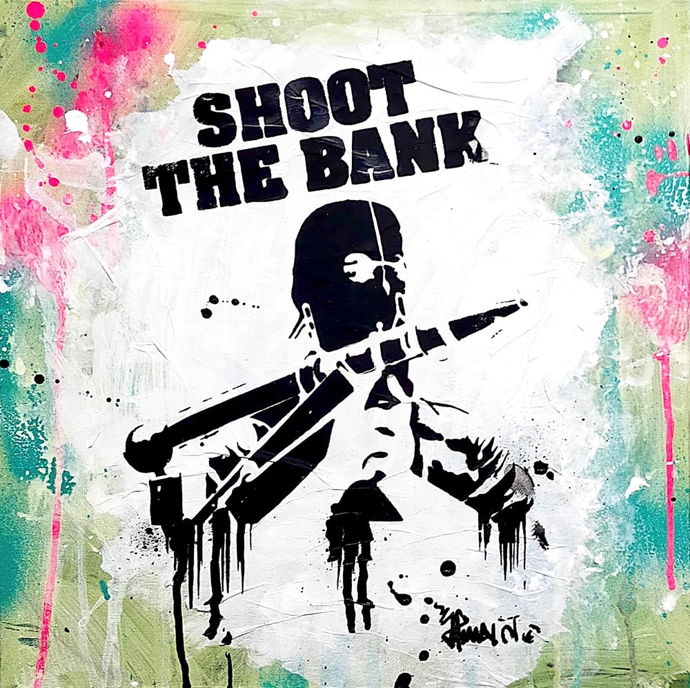 Shoot The Bank tableau 40x40, 2023