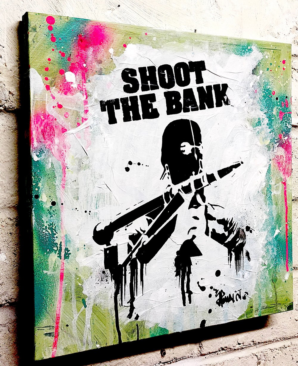 Shoot The Bank tableau 40x40, 2023
