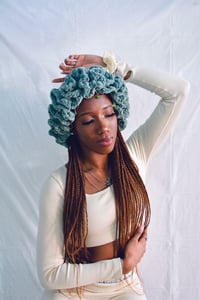 Image 1 of Third Eye Green Beaded Ruffle Bonnet 