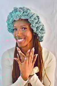 Image 3 of Third Eye Green Beaded Ruffle Bonnet 